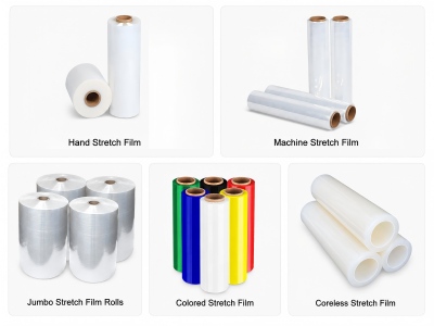 china-stretch-film-product-range China stretch film supplier product range including hand film machine film jumbo rolls colored film and coreless film