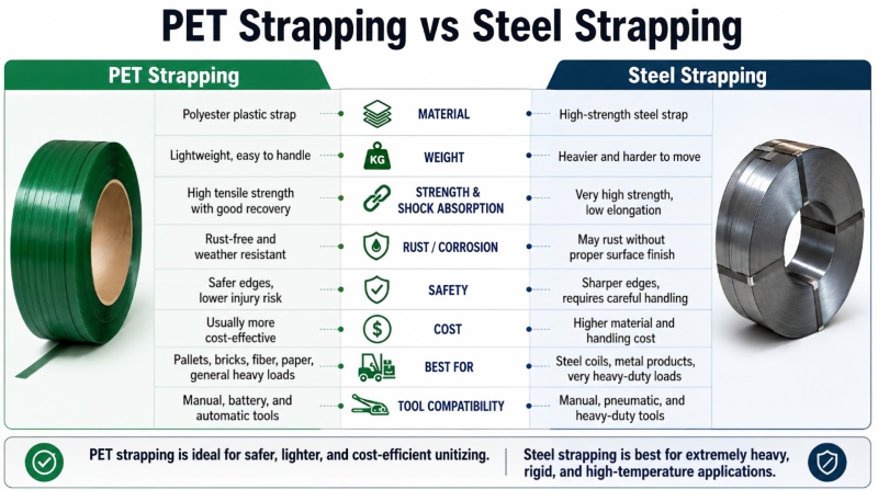 pet-strapping-vs-steel-strapping PET strapping and steel strapping comparison