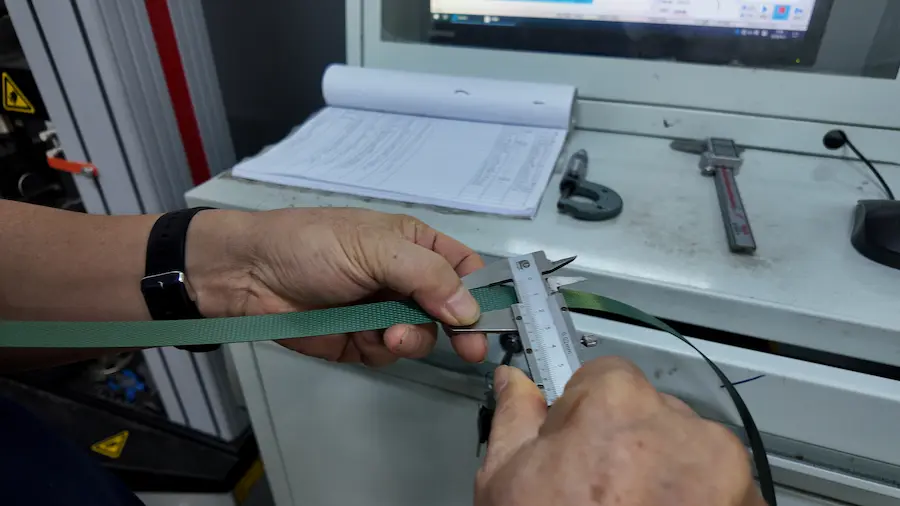 pet-strapping-width-thickness-measurement Measuring PET strapping width and thickness before bulk order