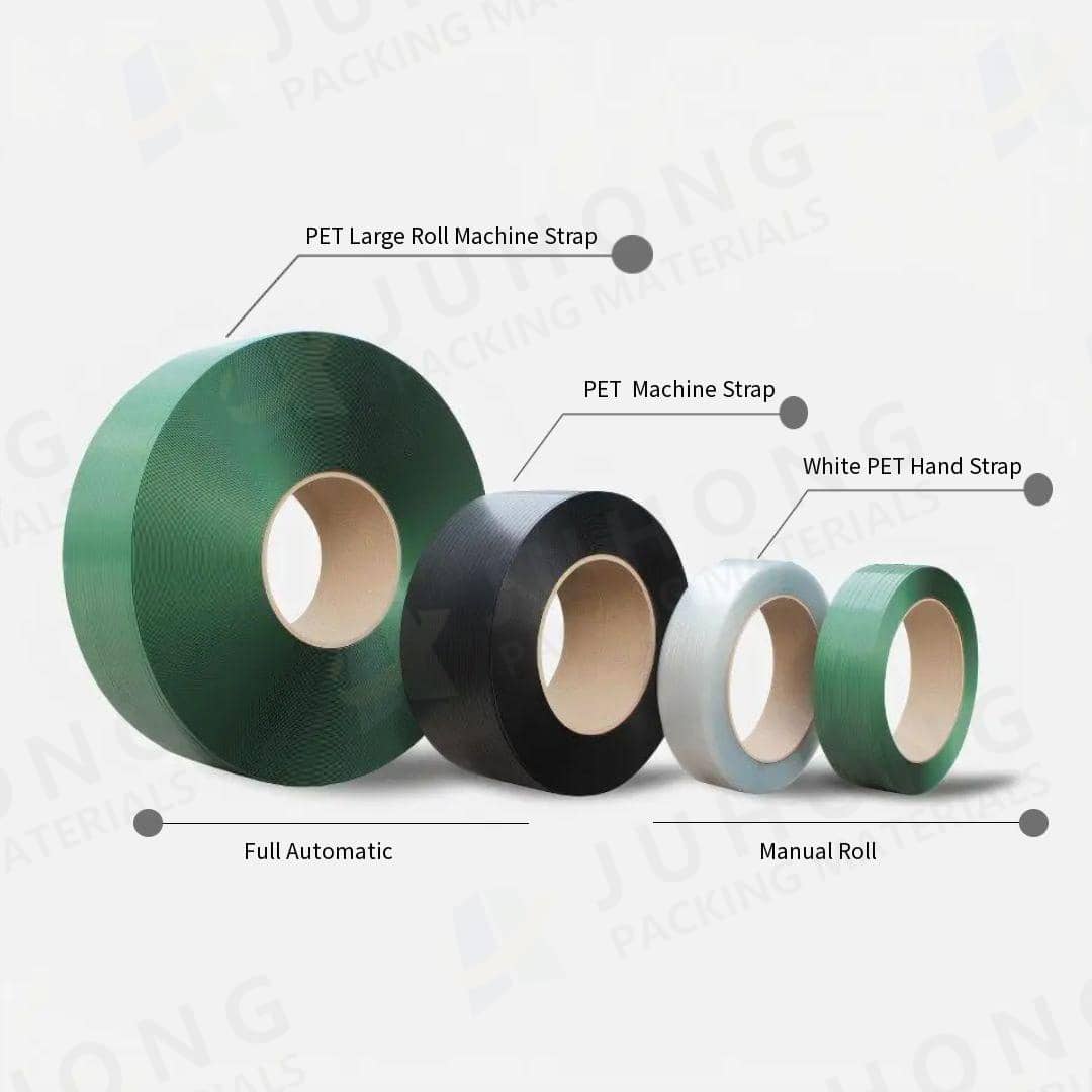 Comparison of PET Strapping roll sizes: Manual Hand Roll vs. Super Jumbo Roll for Full Automatic machines