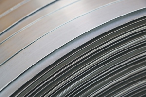 Close up of Zinc Coated Steel Strap Surface with Rounded Edges Rust Resistant Material