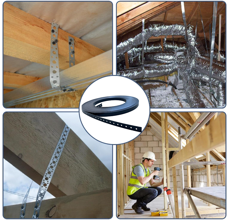 Application of metal straps with holes