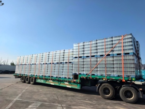 Stretch Film securing glass bottles on shipping truck for safe transportation