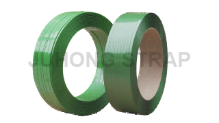 Green manual PET strapping in paper core and coreless roll options for hand-applied packaging