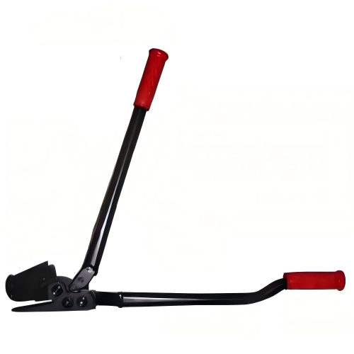 GJ32 long handle steel strapping cutter with red ergonomic grips for heavy-duty industrial cutting