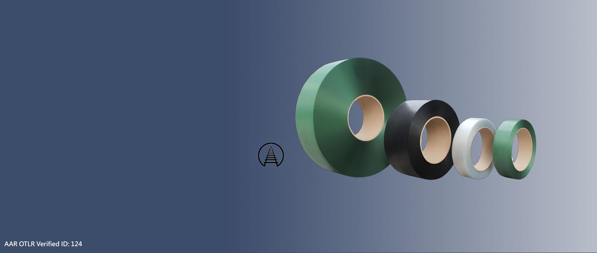 Juhong Packing Materials AAR-zertifiziertes Typ IV PET Umreifungsband mit glatter und gepr&auml;gter Oberfl&auml;che, verifiziert gem&auml;&szlig; AAR ID 124