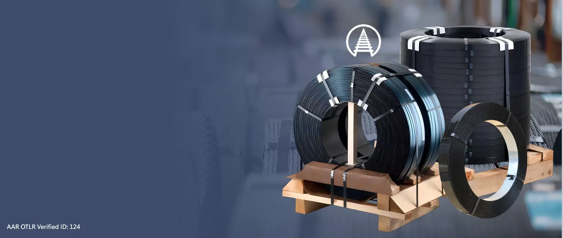 Juhong Packing high tensile steel strapping poster featuring AAR ID 124 and AAR OTLR Section 1 verification for 3/4